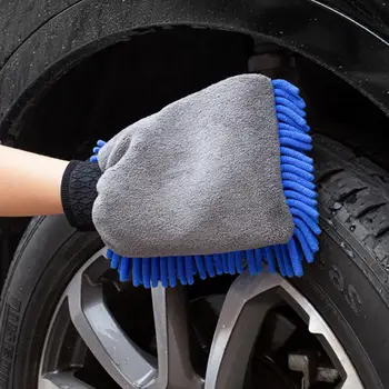  Легкая перчатка для мытья автомобиля Перчатка для мытья автомобиля из синели Двусторонний инструмент для удаления пятен с хорошей прочностью Загущенный водонепроницаемый для автомобилей