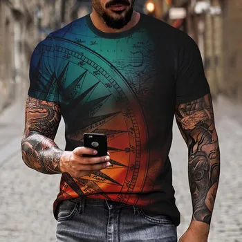 Летняя футболкамужская 3D-печать модные элементы модная и повседневная уличная топ-футболка с коротким рукавом и круглым вырезом