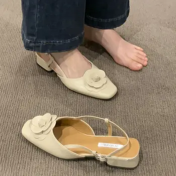 лето 2023 с низкими каблуками пряжки квадратные сандалии для женщин офисная рабочая обувь женская обувь новая дышащая мода азиатский размер 0
