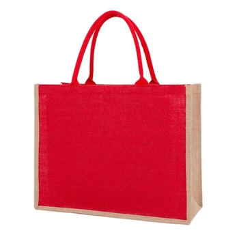 Льняная сумка-шопер Хлопковые мешки с ручной росписью Джутовые портативные имитационные мешки Льняные сумки для покупок ПВХ Waterpoof Сумка Ламинированные сумки