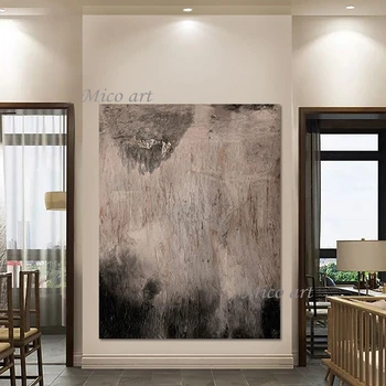 Льняной холст Картина Современное европейское искусство Экспонаты Абстрактные акриловые настенные картины для гостиной Безрамный отель Произведения искусства 3