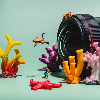 Миниатюрная макросцена Модель Водолаз Набор Подводный Мир Украшение Аквариума 1:87 Диорама Фигурки Мини-реквизит для фотографии