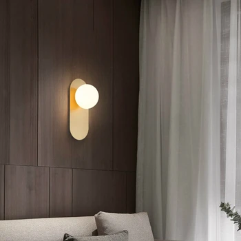  Минималистичный стеклянный шар Настенный светильник Nordic LED Спальня Бра Интерьер Гостиной Светильники для украшения стен дома