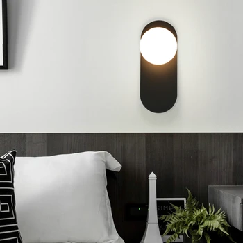  Минималистичный стеклянный шар Настенный светильник Nordic LED Спальня Бра Интерьер Гостиной Светильники для украшения стен дома 2