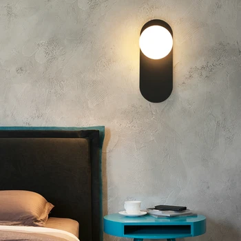  Минималистичный стеклянный шар Настенный светильник Nordic LED Спальня Бра Интерьер Гостиной Светильники для украшения стен дома 4