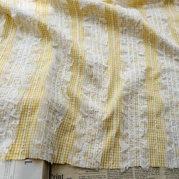 Многоцветная решетчатая сетка пряжа крючок вышивка ткань для весеннего и летнего женского платья Лолита Одежда Дизайнерская ткань 2