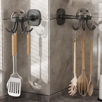 Многоцелевой подвесной крючок Кухонная утварь Универсальный вешалка для медузы с 6 крючками Настенное крепление без сверления для кухонной утвари