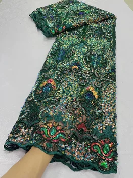 Мода Пайетки Кружева Ткань с бусинами Роскошный африканский нигерийский тюль Сетчатая ткань Вышитая для вечернего платья Платье Французские ткани