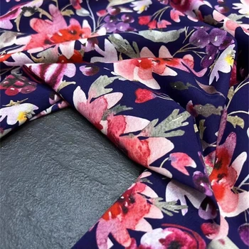 Мода Потрясающая Игривая Печать Цветочный Эластичный Креп Де Шин Шелковая Ткань Темперамент Платье Рубашка Ткань Дизайнерская ткань 1