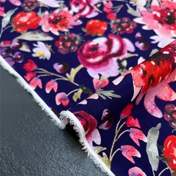 Мода Потрясающая Игривая Печать Цветочный Эластичный Креп Де Шин Шелковая Ткань Темперамент Платье Рубашка Ткань Дизайнерская ткань 4