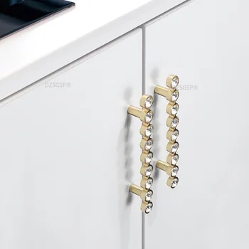  Мода Современная мебель со стразами Стеклянный хрустальный комод Дверные ручки шкафа 96 мм 64 мм тянет серебристую хромированную ручку ящика 1