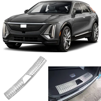 Модифицированная посадка автомобиля для Cadillac LYRIQ 2022 2023 Нержавеющая сталь серебристый черный задний багажник внутри бампера Защита крышки порога