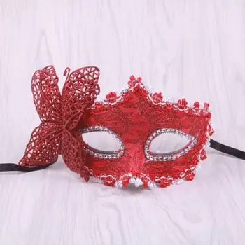 Модная маскарадная маска Новая сексуальная кружевная боковая маска для глаз бабочки Венецианская вечеринка Половина лица Марди Гра Маска 0