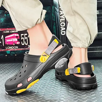 Модные уличные сандалии Man Summer 2023 Удобные сабо на платформе для мужчин Нескользящая пляжная обувь Тапочки унисекс Sandalias Hombre 4