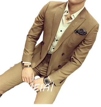 Модный мужской костюм Slim Fit 2 шт. Костюмы для выпускных вечеринок Смокинги Пиджаки для мужчин Куртка + брюки