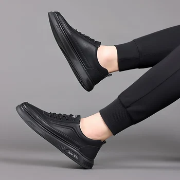 Мужская деловая обувь на шнуровке черный Модная повседневная обувь Мужские роскошные бренды Кожаные оксфорды Дышащие мужские туфли-лодки Мокасины 2