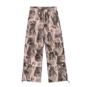 Мужская мода оверсайз хип-хоп брюки-карго с карманами High Street свободного кроя Y2K брюки уличная камуфляжная джоггеры