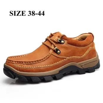 Мужская обувь из натуральной кожи Оксфорды на шнуровке Повседневная водонепроницаемая рабочая обувь Уличная резиновая обувь Нескользящая обувь для мужчин 0