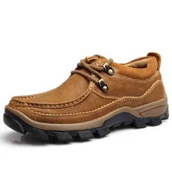 Мужская обувь из натуральной кожи Оксфорды на шнуровке Повседневная водонепроницаемая рабочая обувь Уличная резиновая обувь Нескользящая обувь для мужчин 1