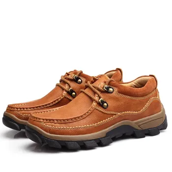 Мужская обувь из натуральной кожи Оксфорды на шнуровке Повседневная водонепроницаемая рабочая обувь Уличная резиновая обувь Нескользящая обувь для мужчин 5