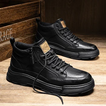 Мужские ботинки чукка Водонепроницаемые кожаные повседневные ботинки на шнуровке до щиколотки Оксфордские сапоги Повседневная классическая обувь для мужчин
