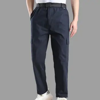 Мужские брюки-карго Удобные прочные мужские прямые брюки со средней талией Несколько карманов Дышащая ткань для ношения Spring Cargo