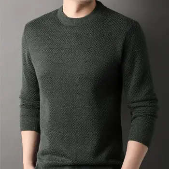 Мужской свитер средней длины повседневный мужской свитер с утолщенным плюшевым однотонным теплым длинным рукавом для мужчин осень-зима с круглой шеей