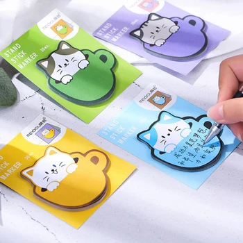 Мультяшные кошки Блокноты для заметок 30 листов Kawaii Sticky Notes DIY Planner Журнал Индекс Наклейки Этикетки Бирки Корейский канцелярский офис 4
