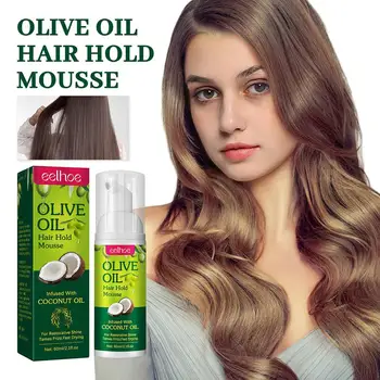 Мусс для укладки волос с оливковым маслом Натуральный ингредиент Кудрявая укладка Раздражительность Моделирование волос Прочный рулон Антиувлажняющий K0E3