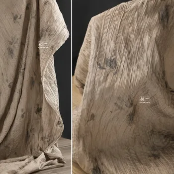 (Мягкая) Рубашка из хлопка с коричневым листом Кардиган Cheongsam Пижама Одежда Дизайнерская ткань