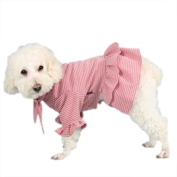 Мягкое дышащее платье для домашних животных Прекрасное клетчатое платье для собак Летнее платье для домашних животных Одежда для домашних животных для маленьких собак Вечеринка Одежда на день рождения 0