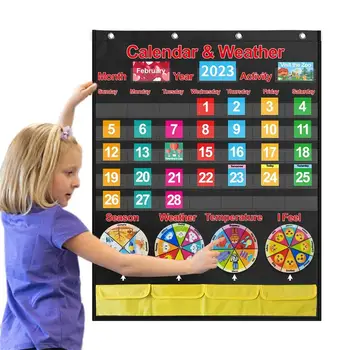  Набор классных календарей Календарь для детей с 95 иллюстрированными картами Дизайн поворотного стола Дошкольная диаграмма для домашнего обучения