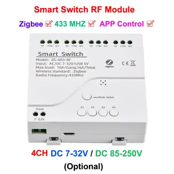 Название продукта: 4-канальный радиочастотный модуль ZigBee, DC7-32V/AC85-250V, интеллектуальный переключатель, дистанционное управление WiFi