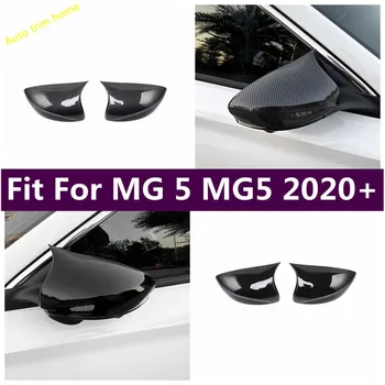 Накладка крышки зеркала заднего вида на боковую дверь автомобиля для MG 5 MG5 2020 - 2023 Автомобильные аксессуары для экстерьера ABS Black / Carbon Fiber
