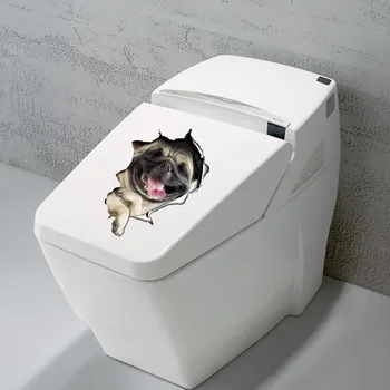 Наклейки на стену Вид на дыру Кошки Собака Водонепроницаемый ПВХ 3D Туалет Наклейка для гостиной Подходит для холодильников Шкафы Украшение дома 1