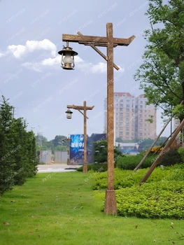 Наружная имитация дерева с высоким полюсом Лампа Парк Пейзаж Лампа Антикварная Имитация Китайский Стиль Садовая Лампа