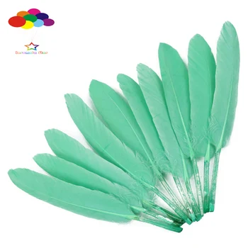 Натуральное гусиное перо мятно-зеленое 4-6 дюймов / 10-15 см 100 шт. DIY Карнавальные перья для костюма маска для головы Поделки дома