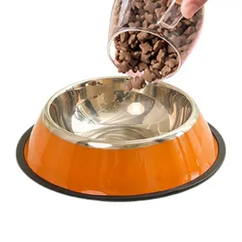 Нержавеющая сталь Посуда для корма для собак Противоскользящая металлическая миска для кормления домашних животных Миска для собак для сухих и влажных продуктов Миска для воды для кошек