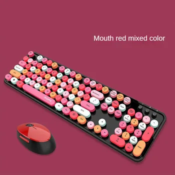 Новая модная беспроводная клавиатура и мышь потрясающий цвет рот красный девушки панк клавиатура и мышь подарочный офисный набор