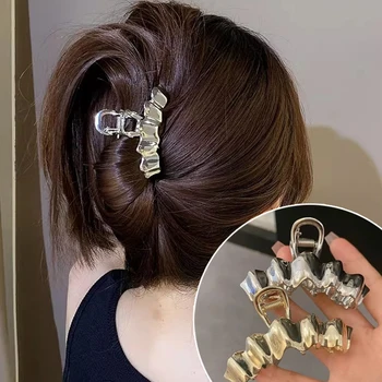 Новые женские элегантные простые полые геометрические металлические когти для волос Винтажные заколки для волос Зажим для когтей с конским хвостом Модные аксессуары для волос 2023