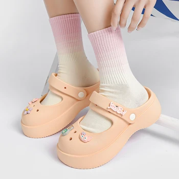 Новые летние женские сандалии Мода Толстая обувь с нижним отверстием EVA Тапочки Противоскользящие тапочки Baotou На открытом воздухе Пляжные сандалии Тапочки 2