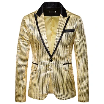 Новый блестящий блестящий пиджак-пиджак с пайетками для мужчин ночной клуб выпускной спектакль сценическая одежда костюм пиджак пальто мужчина одежда