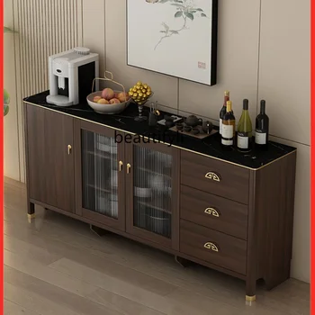 Новый китайский стиль Буфет из массива дерева Винный шкаф Встроенный настенный чайный шкаф Шкаф для хранения