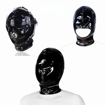 Новый сексуальный черный ПВХ латексный бандаж капюшон для пар игр с завязанными глазами флирт с завязанными глазами бдсм бдсм бдсм игрушки целомудрие