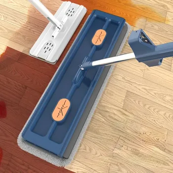 Новый стиль Большая плоская швабра Автономный слайд Швабра для пола из микрофибры Влажная и сухая швабра для мытья полов Инструменты для уборки дома