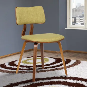 Обеденный стул из зеленой ткани и орехового дерева Современные обеденные стулья Стул для гостиной Роскошная мебель для интерьера