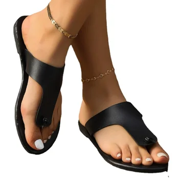 Обувь для женщин 2024 Горячая распродажа Женские тапочки с защипыванием носка Летние однотонные на открытом воздухе Пляжные повседневные плоские тапочки большого размера Zapatos Mujer 5