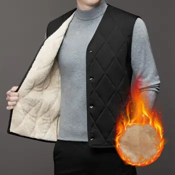 Однобортная куртка Стильный мужской однобортный кардиган с мягкой подкладкой Теплый жилет средней длины больших размеров для осенне-зимнего тепла