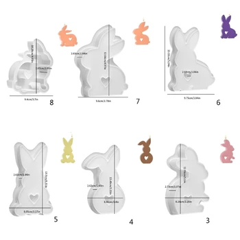 Пасхальный кролик Силиконовая форма Гипсовые формы Любовь Кролик 5