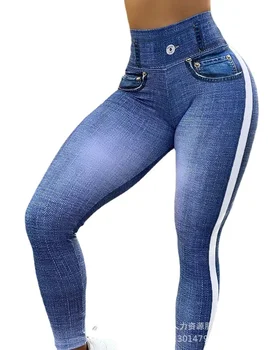 Персиковые брюки для фитнеса с высокой талией и подтяжкой бедер для женских быстросохнущих облегающих тонких брюк для бега с имитацией ковбойской йоги 4